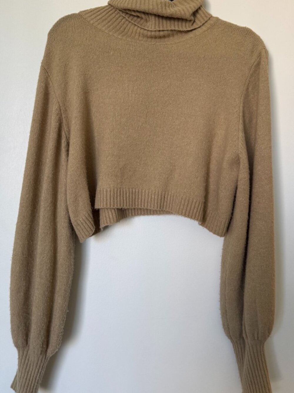 Princess Polly Taupe Cropped Turtleneck Sweater Size 6